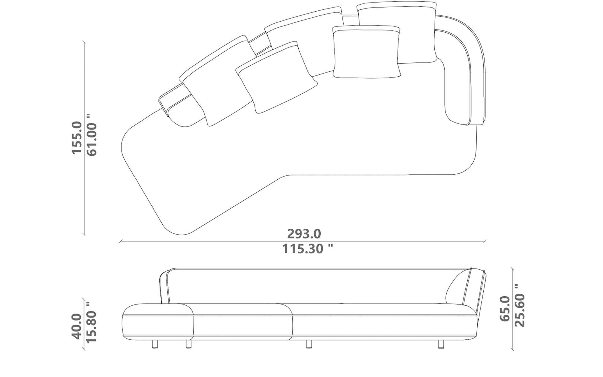 Alma sofa oblique sx