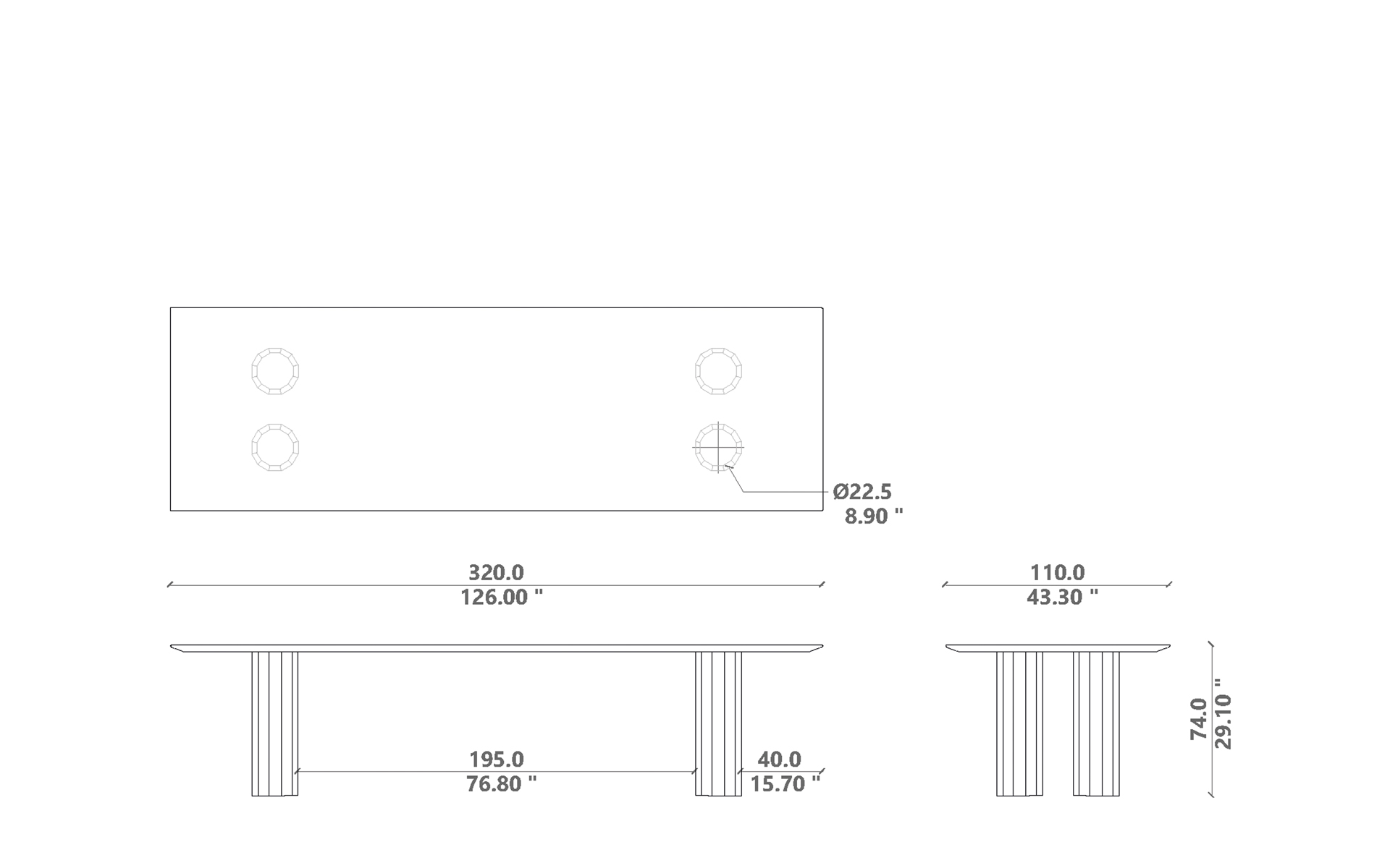 Salinas Dining table 320x100